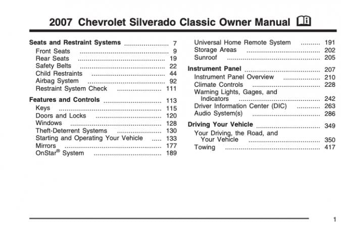 2007 Chevrolet Silverado Classic Owner’s Manual Image