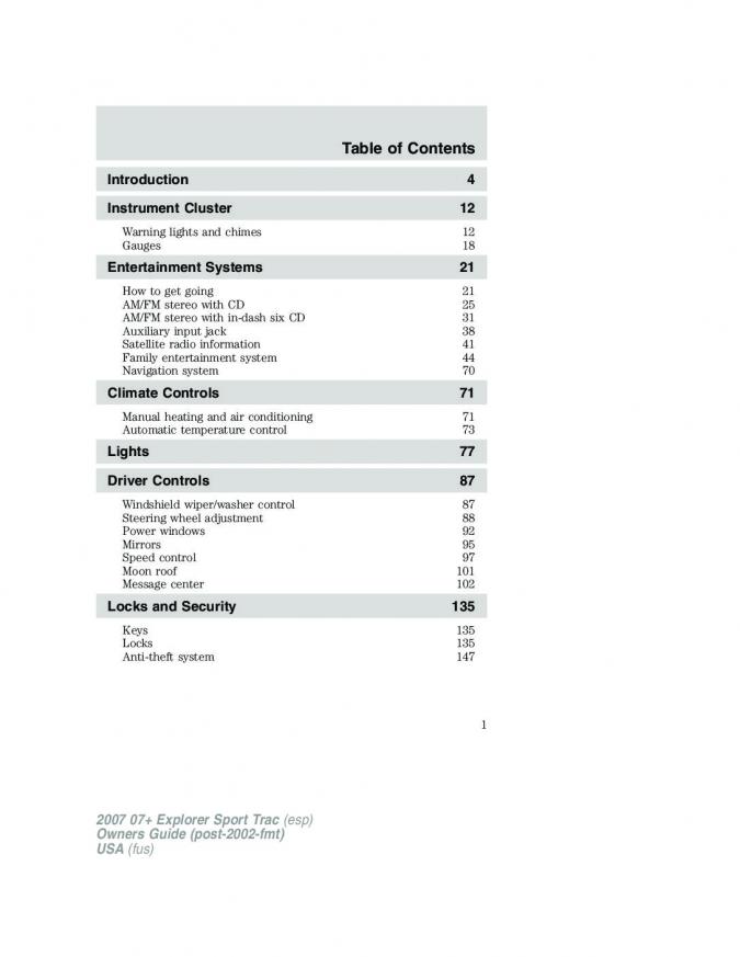 2007 Ford Explorer Sport Trac Owner’s Manual Image