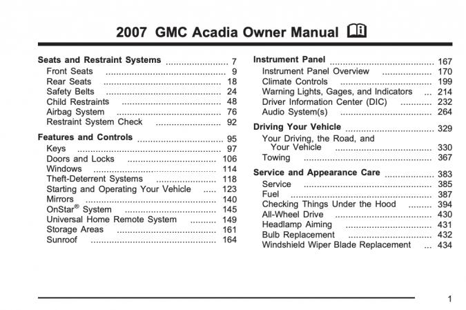 2007 GMC Acadia Owner’s Manual Image