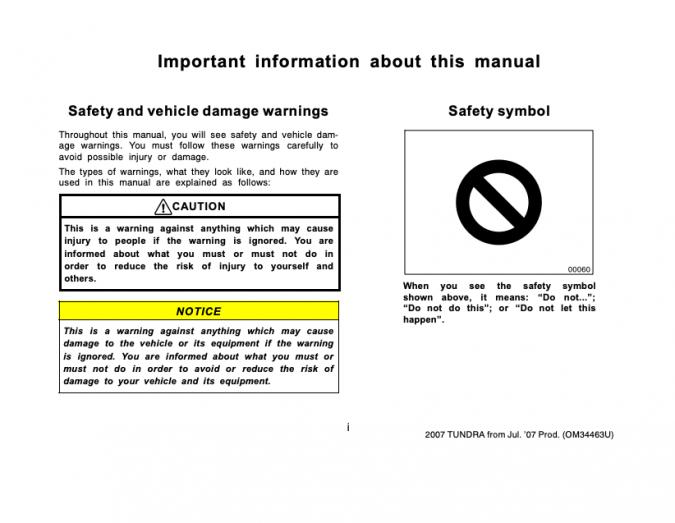 2007 Toyota Tundra Owner’s Manual Image