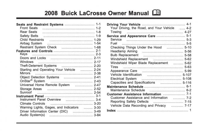 2008 Buick LaCrosse Owner’s Manual Image