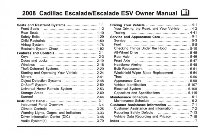2008 Cadillac Escalade (incl. ESV) Owner’s Manual Image