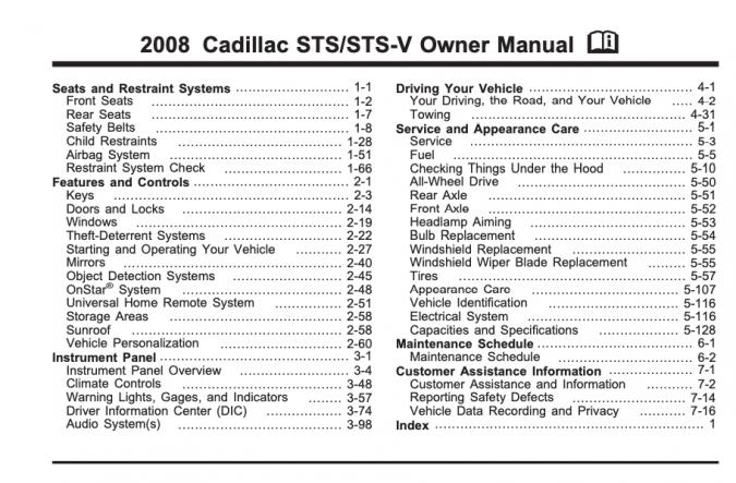2008 Cadillac STS/ STS-V Owner’s Manual Image