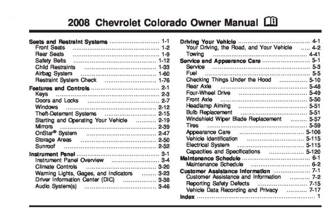 2008 Chevrolet Colorado Owner’s Manual Image