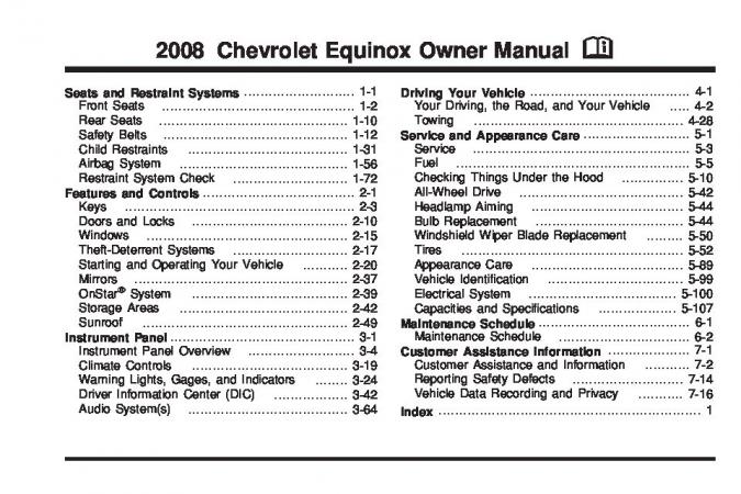 2008 Chevrolet Equinox Owner’s Manual Image