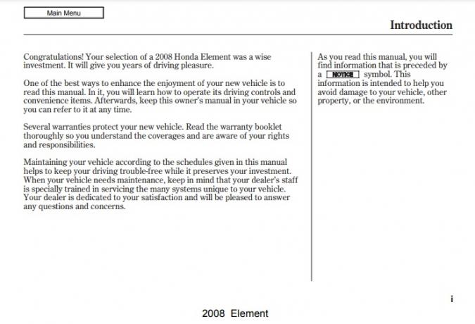 2008 Honda Element Owner’s Manual Image