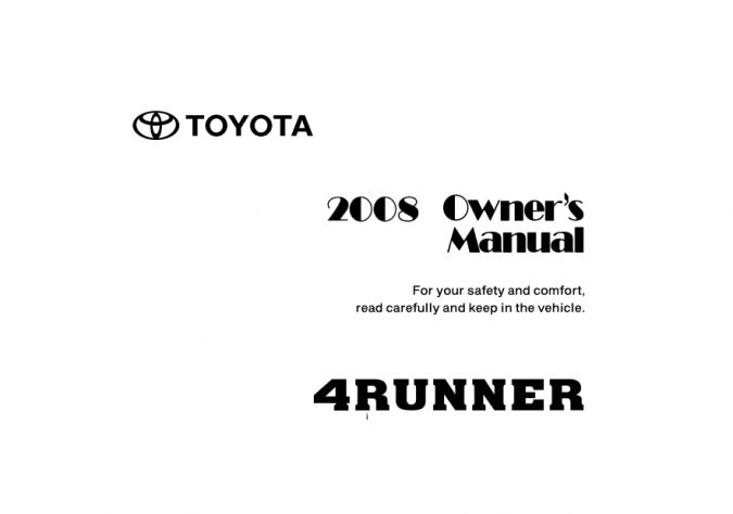 2008 Toyota 4Runner Owner’s Manual Image