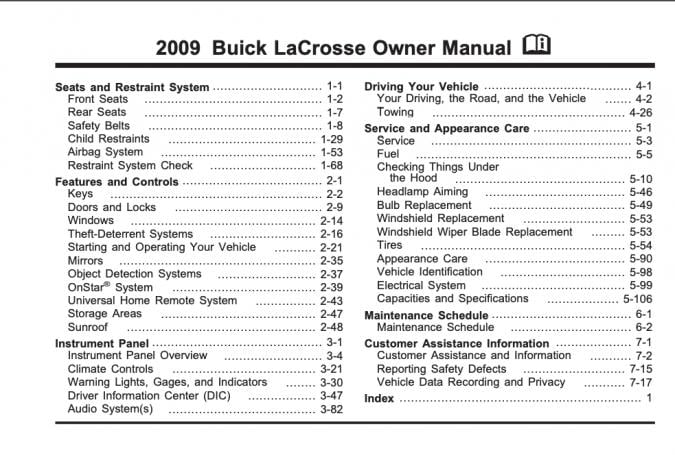 2009 Buick LaCrosse Owner’s Manual Image