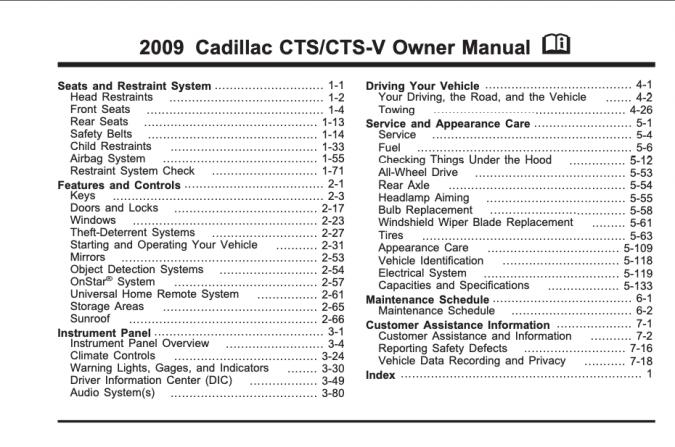 2009 Cadillac CTS Owner’s Manual Image