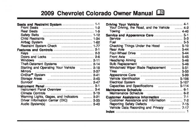 2009 Chevrolet Colorado Owner’s Manual Image