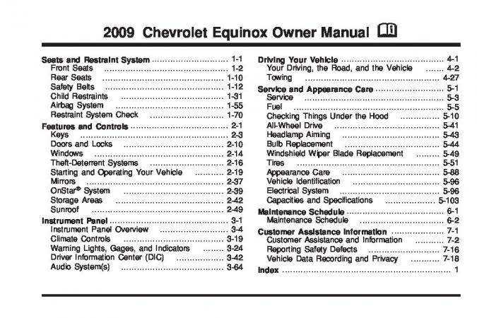 2009 Chevrolet Equinox Owner’s Manual Image