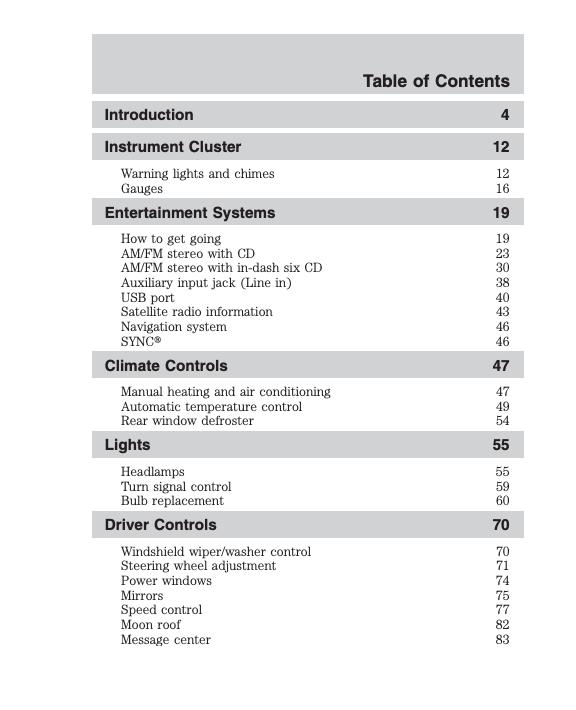 2009 Ford Fusion Owner’s Manual Image