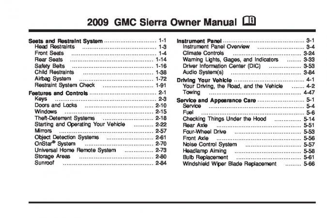 2009 GMC Sierra Owner’s Manual Image