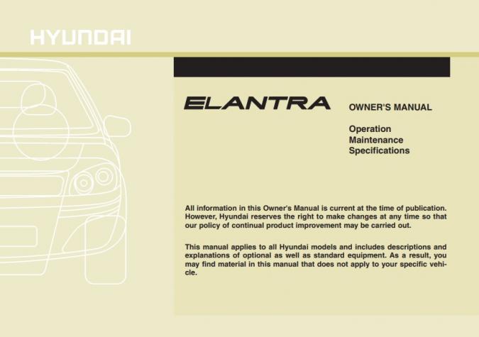 2009 Hyundai Elantra Owner’s Manual Image