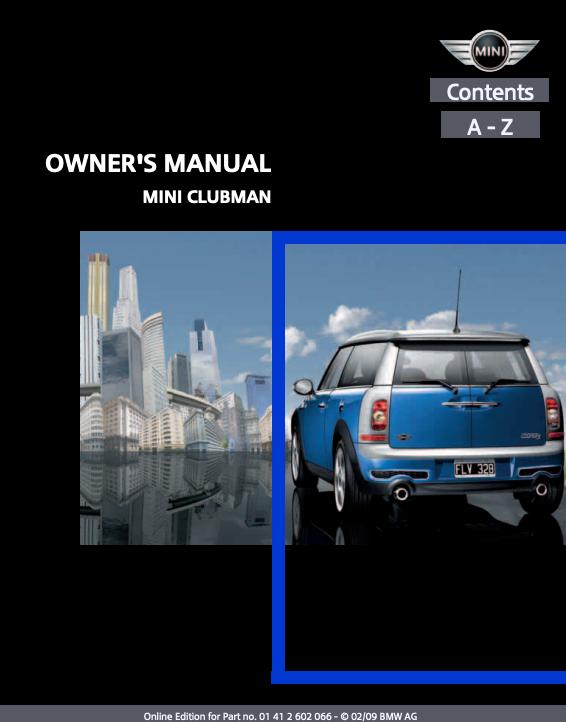 2009 Mini Clubman Owner’s Manual Image