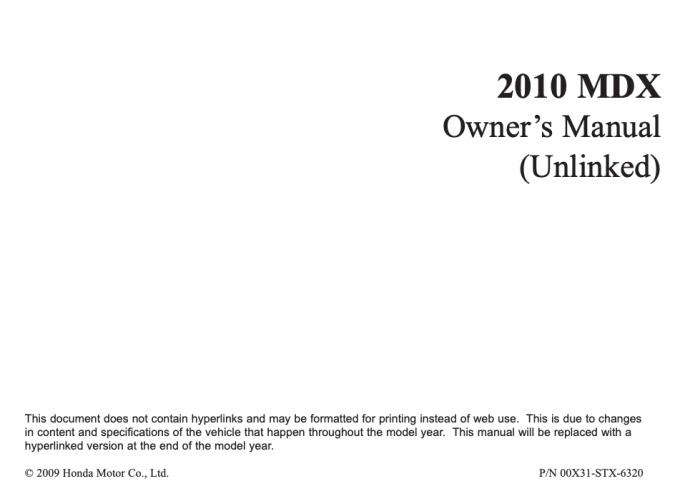 2010 Acura MDX Owner’s Manual Image