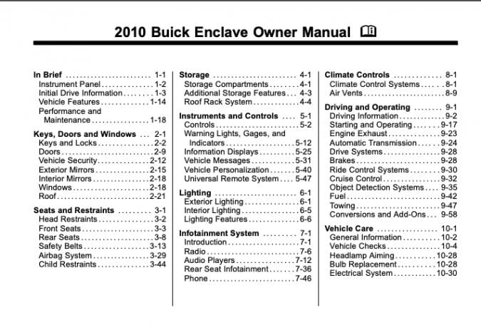 2010 Buick Enclave Owner’s Manual Image