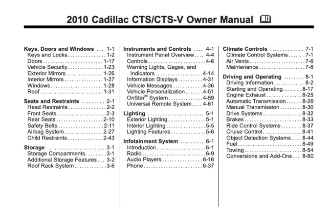 2010 Cadillac CTS Owner’s Manual Image