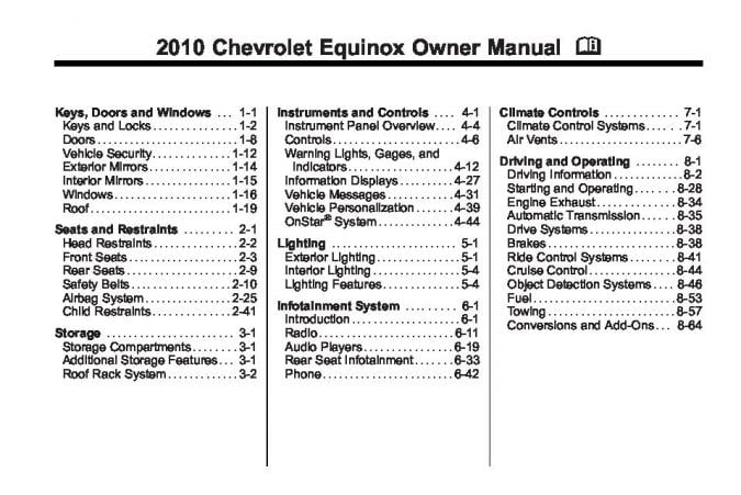 2010 Chevrolet Equinox Owner’s Manual Image