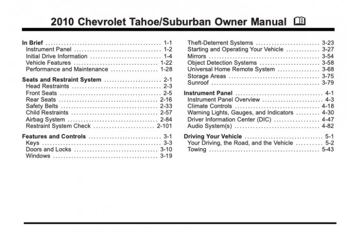 2010 Chevrolet Tahoe/Suburban Owner’s Manual Image
