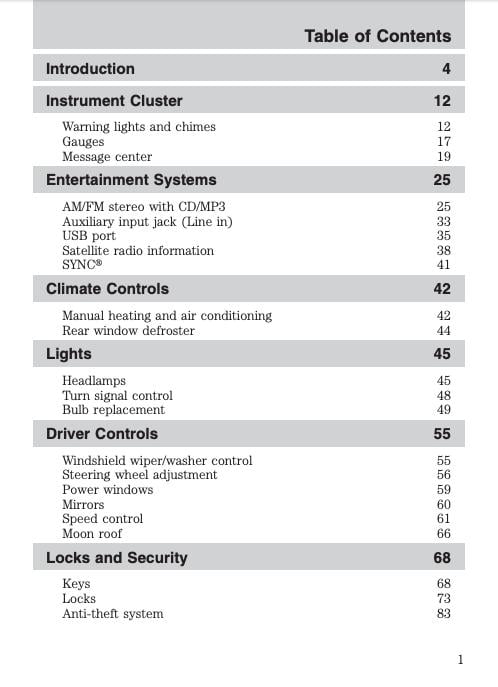 2010 Ford Focus Owner’s Manual Image