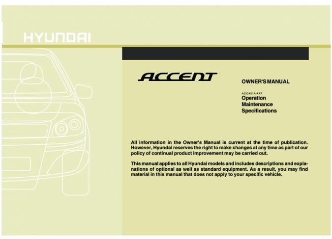 2010 Hyundai Accent Owner’s Manual Image