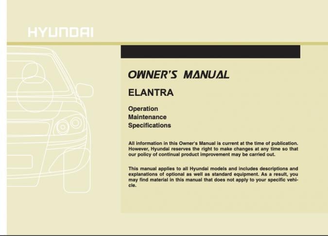 2010 Hyundai Elantra Owner’s Manual Image