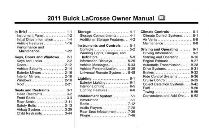 2011 Buick LaCrosse Owner’s Manual Image