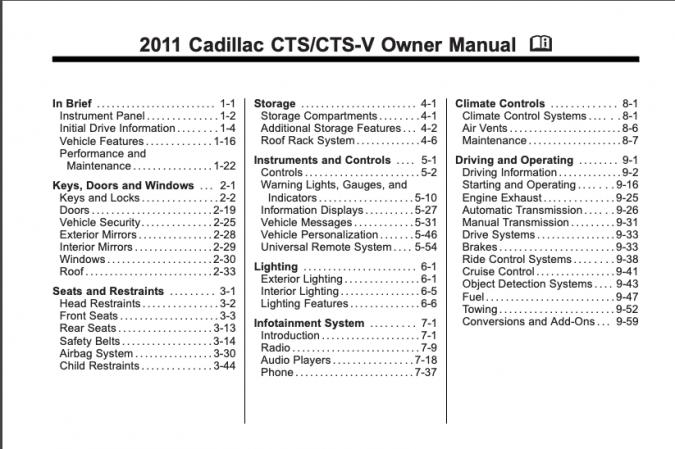 2011 Cadillac CTS Owner’s Manual Image