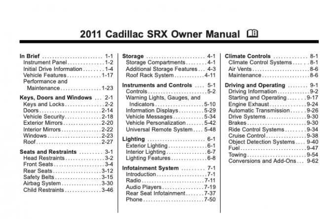 2011 Cadillac SRX Owner’s Manual Image