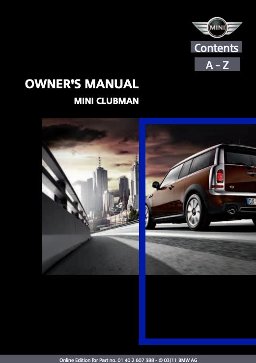2011 Clubman with Mini Connected Owner’s Manual Image
