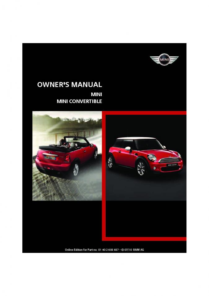2011 Mini Cooper Convertible Owner’s Manual Image