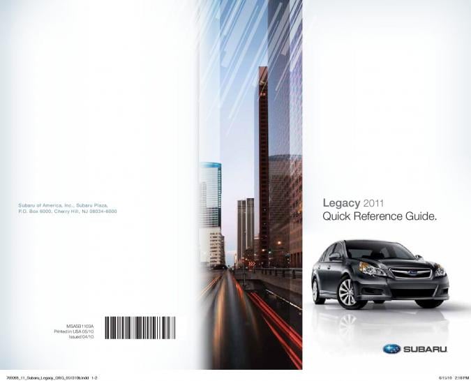 2011 Subaru Legacy Owner’s Manual Image