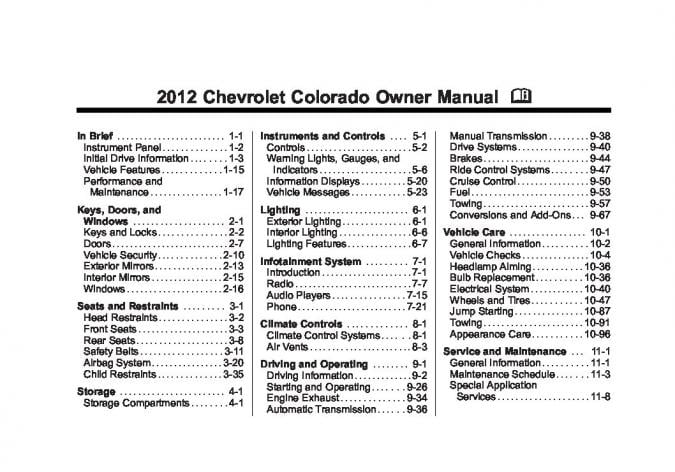 2012 Chevrolet Colorado Owner’s Manual Image