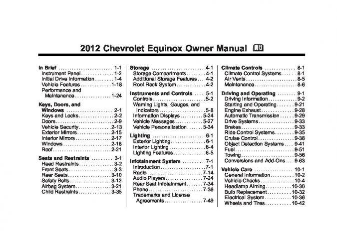 2012 Chevrolet Equinox Owner’s Manual Image