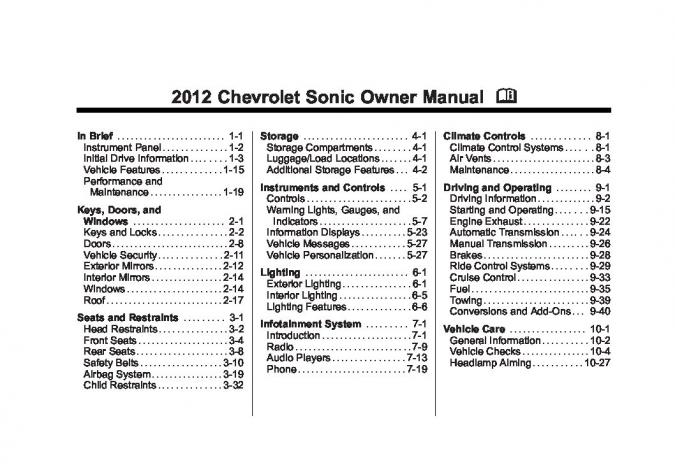 2012 Chevrolet Sonic Owner’s Manual Image
