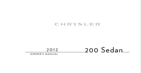 2012 Chrysler 200 Sedan Owner’s Manual Image