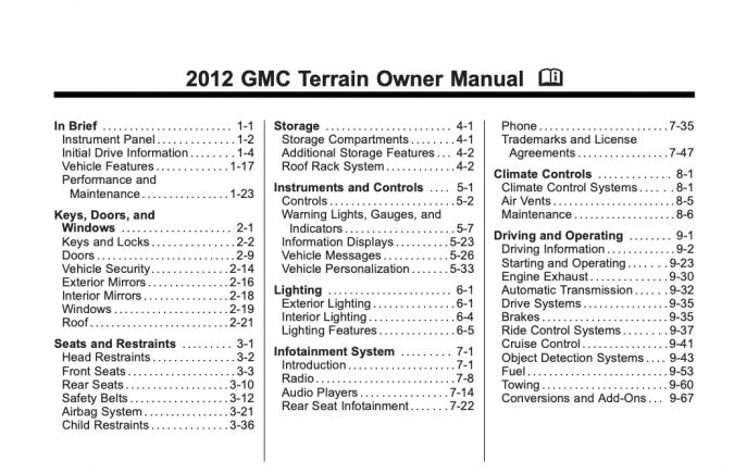 2012 GMC Terrain Owner’s Manual Image