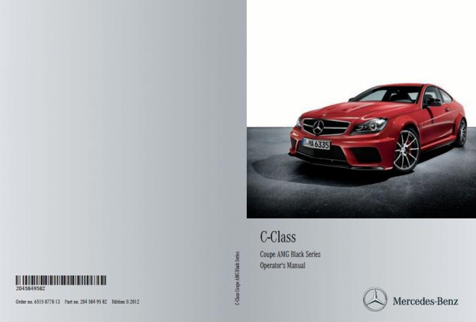 2012 Mercedes Benz C-Class AMG Black Owner’s Manual Image
