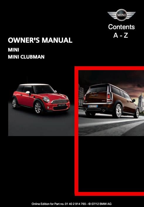 2012 Hardtop 2-door with Mini Connected Owner’s Manual Image