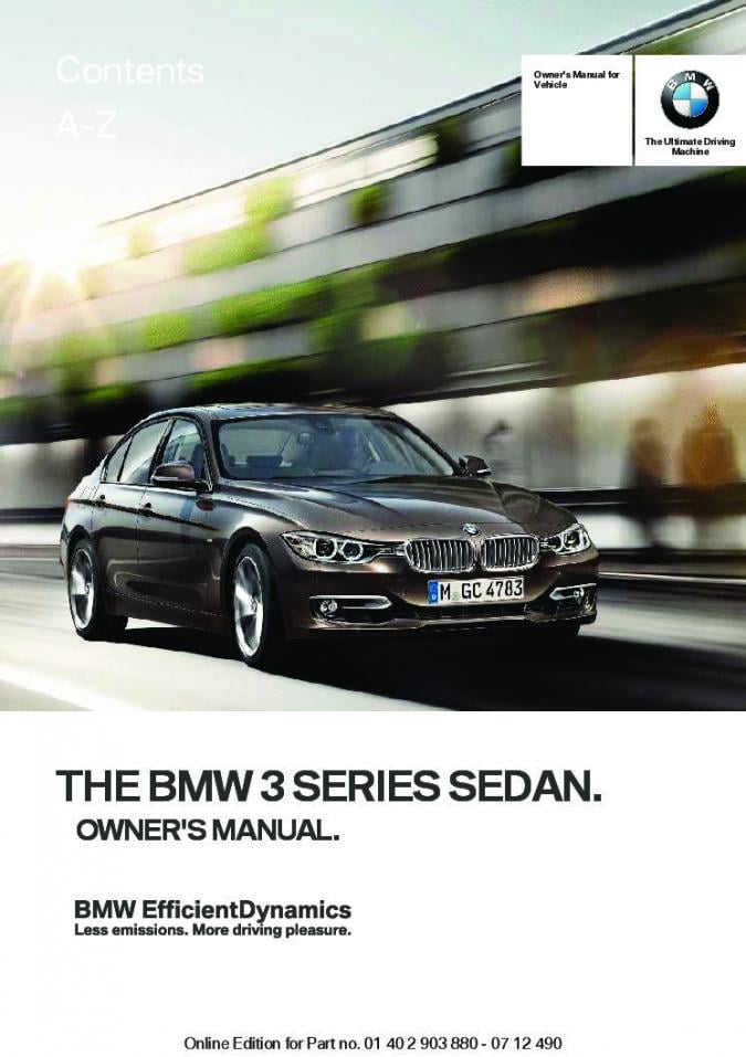 2013 BMW 3-Series Sedan Owner’s Manual Image