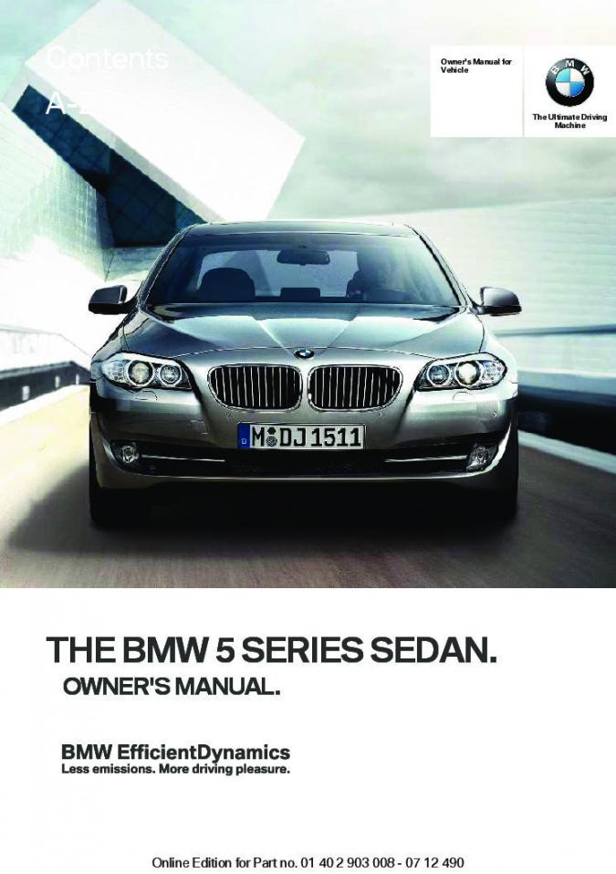 2013 BMW 5-Series Sedan Owner’s Manual Image