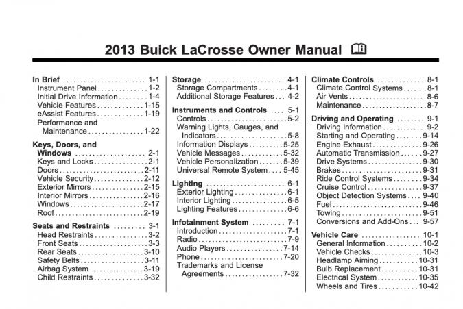2013 Buick LaCrosse Owner’s Manual Image