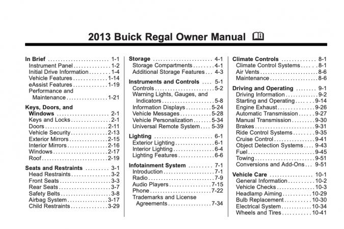 2013 Buick Regal Owner’s Manual Image
