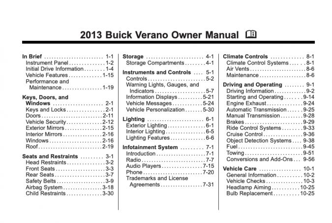2013 Buick Verano Owner’s Manual Image