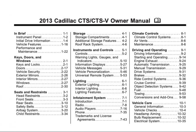 2013 Cadillac CTS Owner’s Manual Image