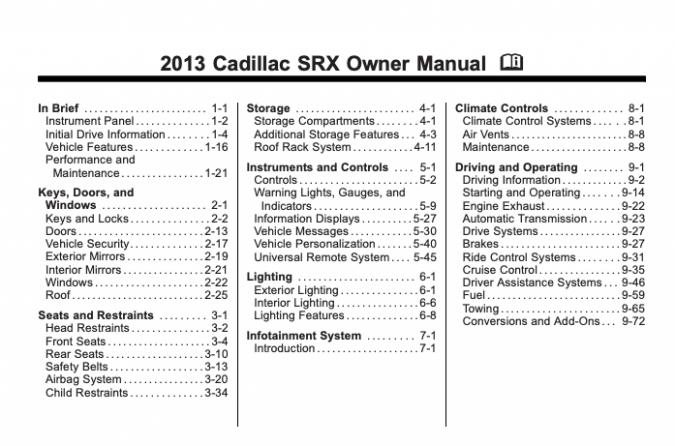 2013 Cadillac SRX Owner’s Manual Image