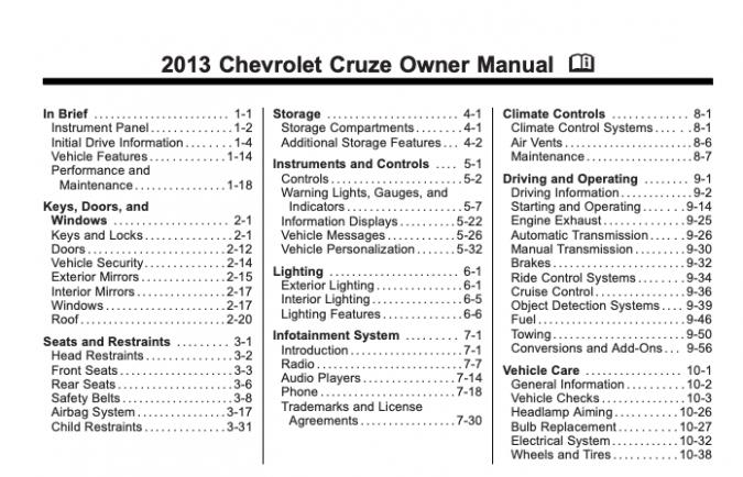 2013 Chevrolet Cruze Owner’s Manual Image
