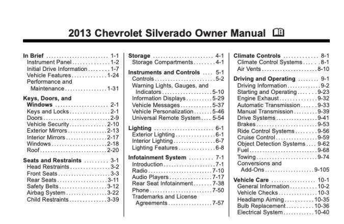 2013 Chevrolet Silverado 2500 Owner’s Manual Image