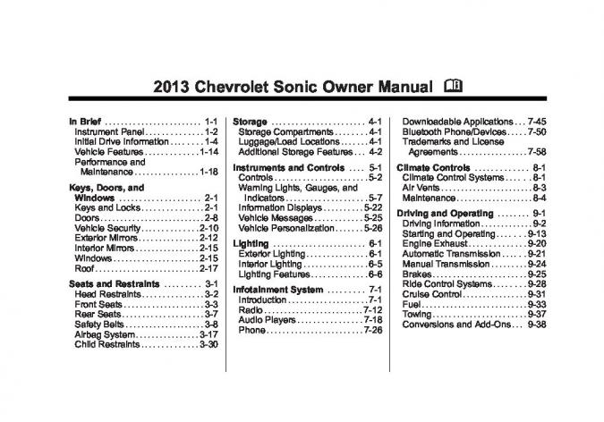 2013 Chevrolet Sonic Owner’s Manual Image